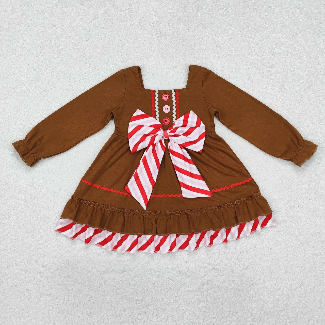 Wholesale Toddler Knee Length Christmas Gingerbread Clothing Kids Children Long Sleeves Baby Girl Bow Brown Dress Infant Clothes
Wholesale Toddler Knee Length Christmas Gingerbread Clothing Kids Children Long Sleeves Baby Girl Bow Brown Dress Infant Clothes
