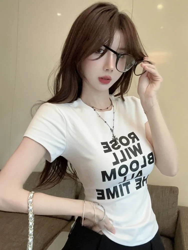 Slimming American Style Short Sleeve Base Shirt Letter Print Summer New Women's Top City Walk Linen Fabric round Neck T-shirt
Slimming American Style Short Sleeve Base Shirt Letter Print Summer New Women's Top City Walk Linen Fabric round Neck T-shirt