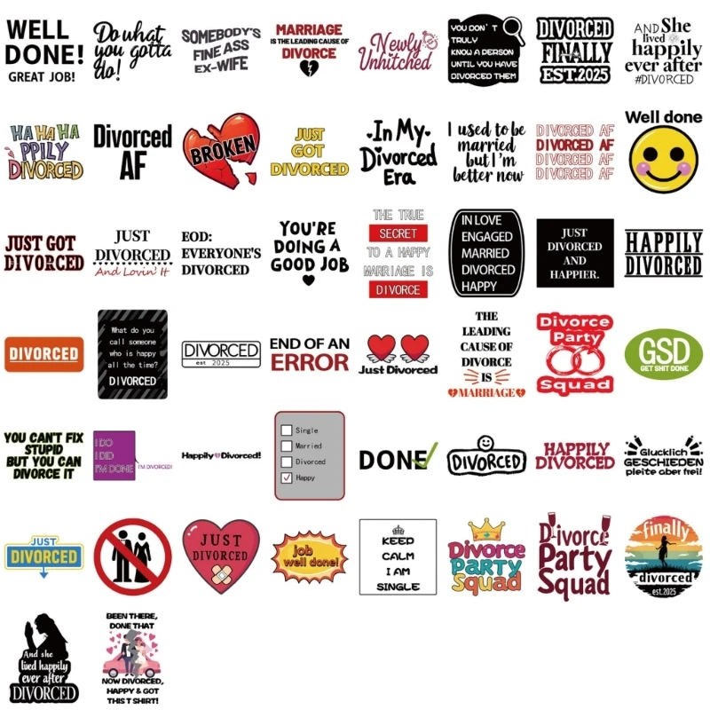 U55B 50Pieces Divorce Humor Stickers Decals Tear Resistant Perfect For Outdoor Use
U55B 50Pieces Divorce Humor Stickers Decals Tear Resistant Perfect For Outdoor Use