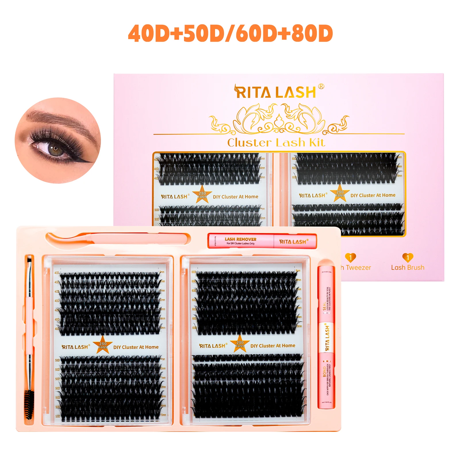 RITALASH Cluster Lash Kit D Curl DIY Extension Kit with Lash Bond and Seal Cluster Remover Lash Tweezer Lash Brush DIY at Home
RITALASH Cluster Lash Kit D Curl DIY Extension Kit with Lash Bond and Seal Cluster Remover Lash Tweezer Lash Brush DIY at Home