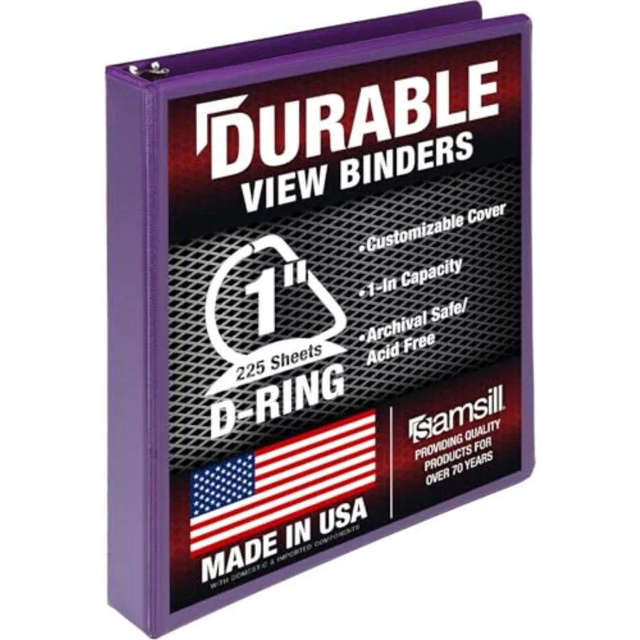 Durable 1 Inch Binder, D Ring Binder, Customizable Clear View Cover, Plum Purple, Holds 225 Pages
Durable 1 Inch Binder, D Ring Binder, Customizable Clear View Cover, Plum Purple, Holds 225 Pages