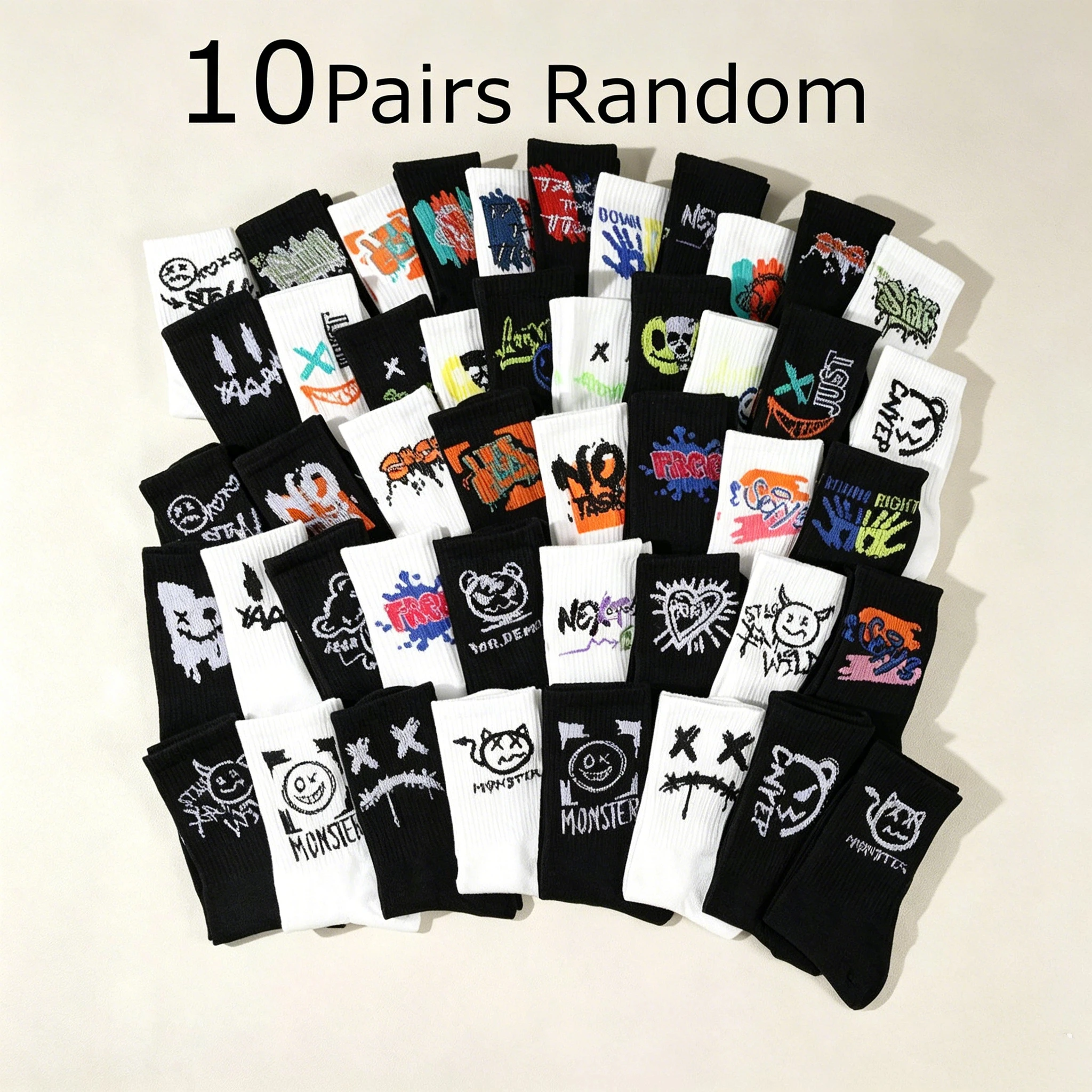 5/10/20 Double Random Graffiti Printed Men's and Women's Sports Socks Fun Cool Hip Hop Street Style Multi Color Letter Socks
5/10/20 Double Random Graffiti Printed Men's and Women's Sports Socks Fun Cool Hip Hop Street Style Multi Color Letter Socks