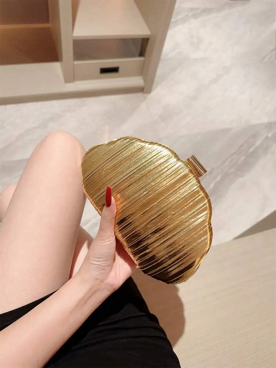 Shiny Pleated Clutch Evening Bag For Women, Formal Party Handbag With Frame Design
Shiny Pleated Clutch Evening Bag For Women, Formal Party Handbag With Frame Design