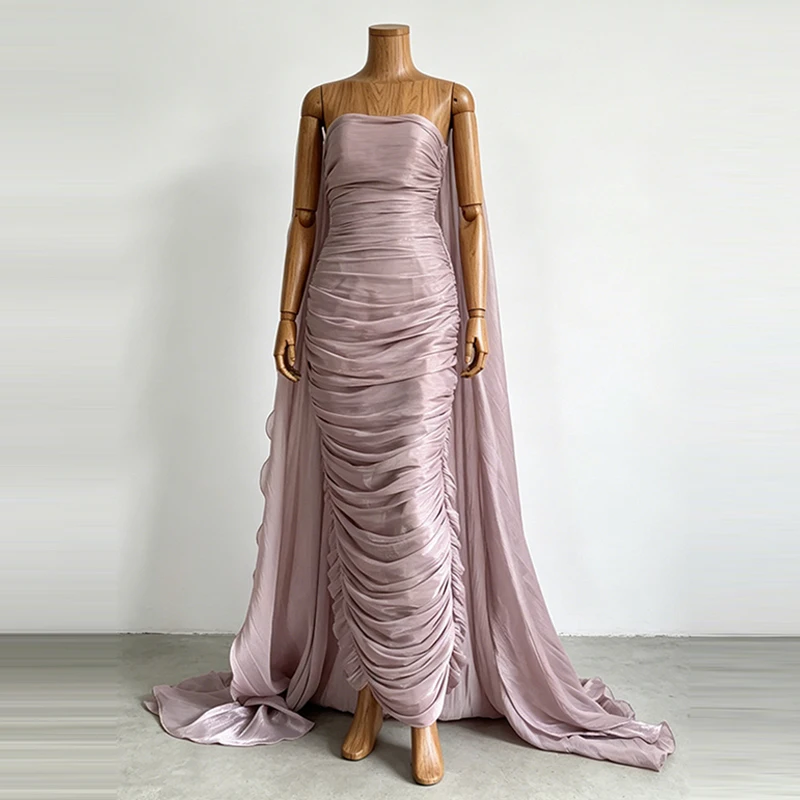 Luxury Fashion Strapless Tie-up Evening Dress Women Spring Solid Slim Bodycon Pleated Dress Summer Off Shoulder Backless Dresses
Luxury Fashion Strapless Tie-up Evening Dress Women Spring Solid Slim Bodycon Pleated Dress Summer Off Shoulder Backless Dresses