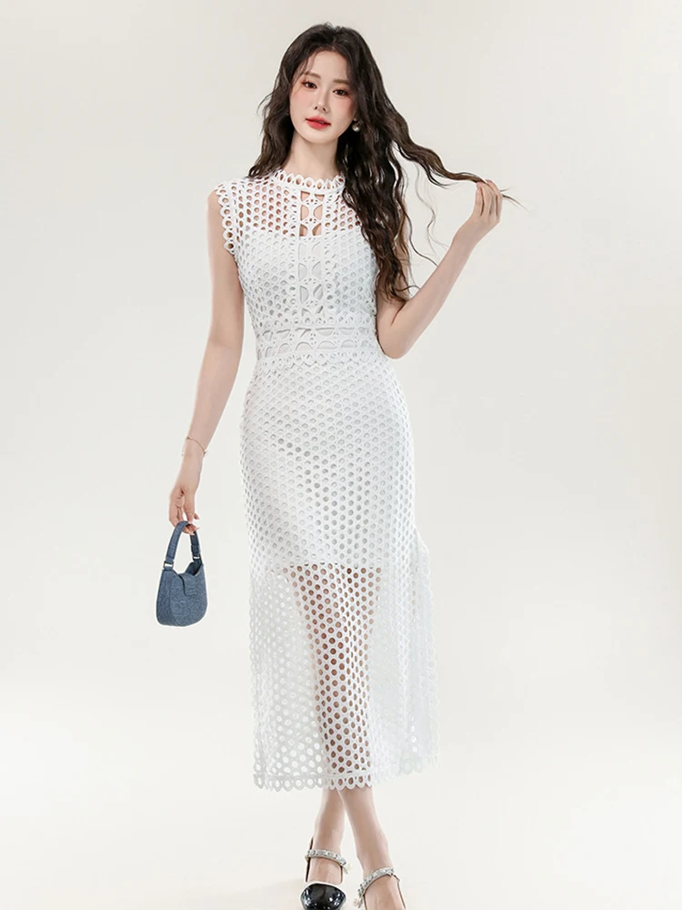 Women Clothes Casual Solid Outfit Elegant Sexy Hollow Sleeveless Slim Midi Dresses And Sling Skinny Mini Dress Mujer 2 Piece Set
Women Clothes Casual Solid Outfit Elegant Sexy Hollow Sleeveless Slim Midi Dresses And Sling Skinny Mini Dress Mujer 2 Piece Set