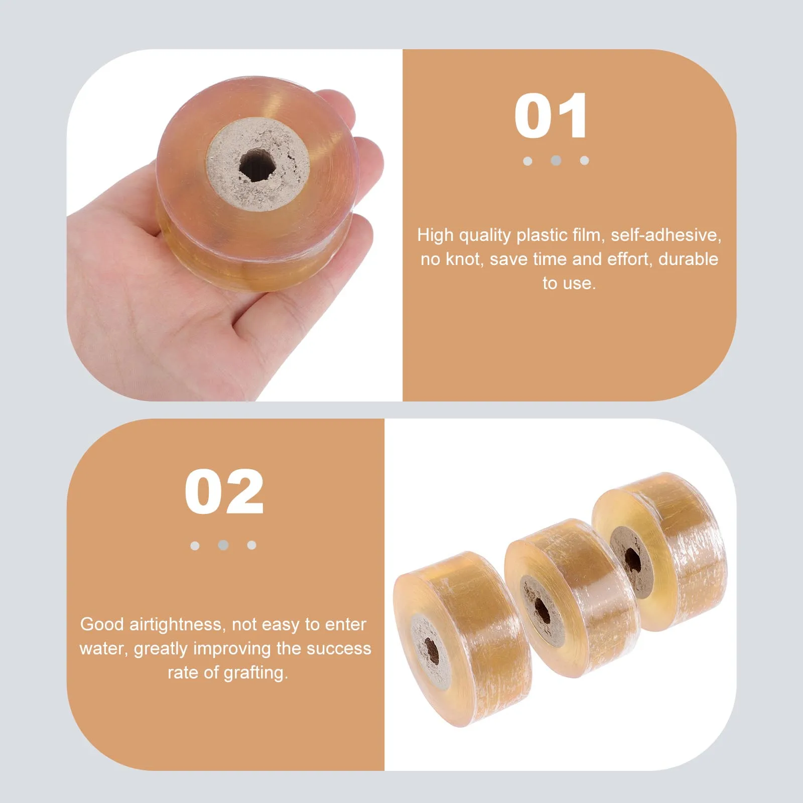 3 Rolls Grafting Tape High Quality Plastic Stretchable Self Adhesive Membrane For Garden Fruit Trees Durable Light Transmittance
3 Rolls Grafting Tape High Quality Plastic Stretchable Self Adhesive Membrane For Garden Fruit Trees Durable Light Transmittance
