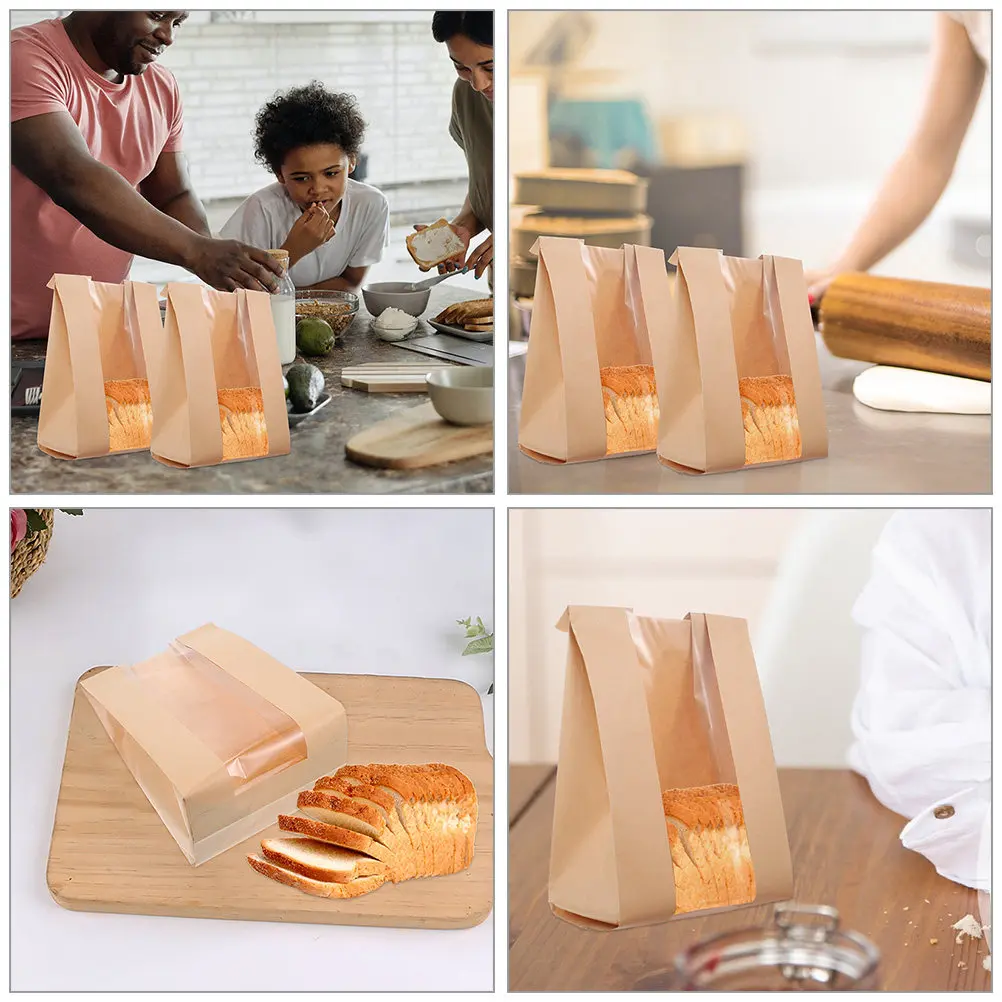 100Pcs Food Paper Bags Brown Bread Bags with Window Stylish Bakery Baking Pouches for Cookies Sandwiches Pastry Packaging
100Pcs Food Paper Bags Brown Bread Bags with Window Stylish Bakery Baking Pouches for Cookies Sandwiches Pastry Packaging