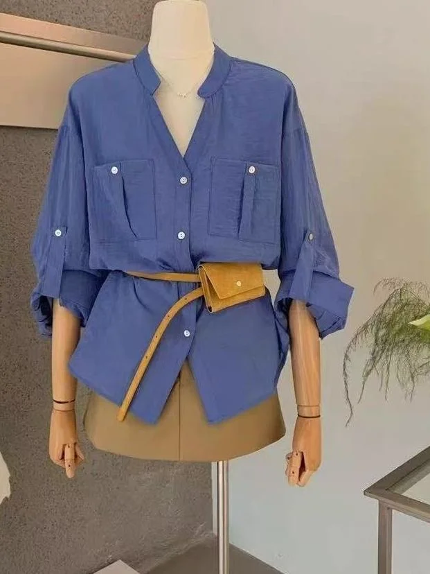 Loose Fit Blue Long Sleeve Shirt Women's Casual Style Button Detail Comfortable Breathable Large Size Fashion Summer Shirt
Loose Fit Blue Long Sleeve Shirt Women's Casual Style Button Detail Comfortable Breathable Large Size Fashion Summer Shirt