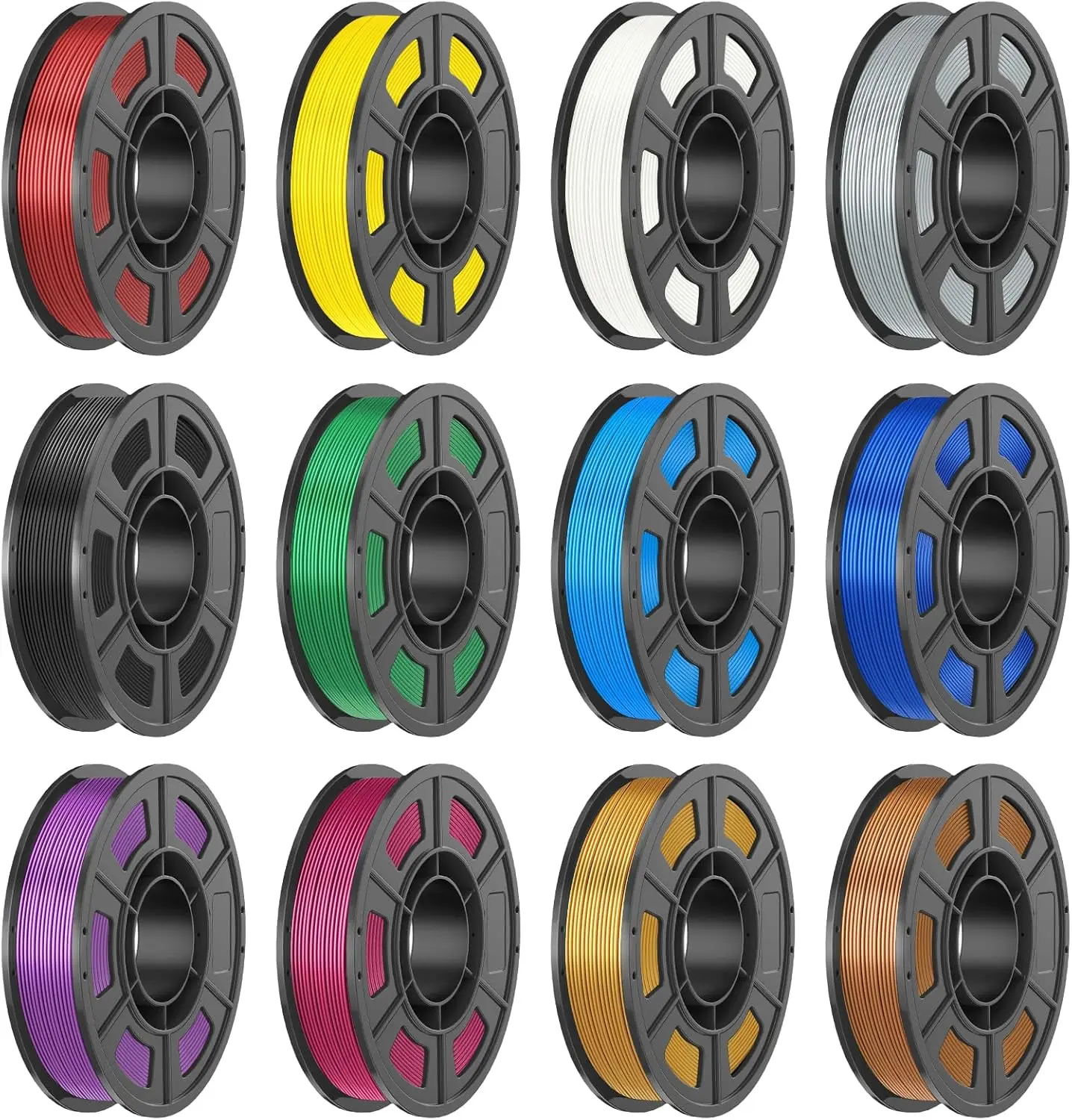 12 Colors Silk PLA Filament Bundle 1.75mm 250g Each Total 3kg High Speed for FDM 3D Printers
12 Colors Silk PLA Filament Bundle 1.75mm 250g Each Total 3kg High Speed for FDM 3D Printers