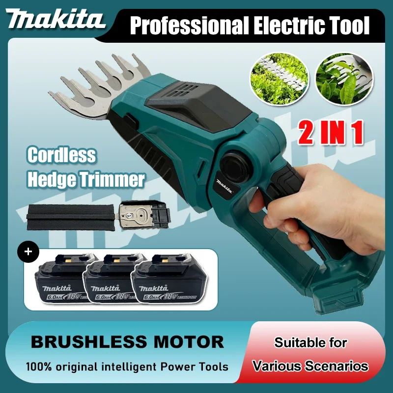 Makita Cordless Hedge Trimmer 2-in-1 Mini Handheld Electric Grass Shears Operated Shrubbery Trimmer for Garden for 18V Battery
Makita Cordless Hedge Trimmer 2-in-1 Mini Handheld Electric Grass Shears Operated Shrubbery Trimmer for Garden for 18V Battery