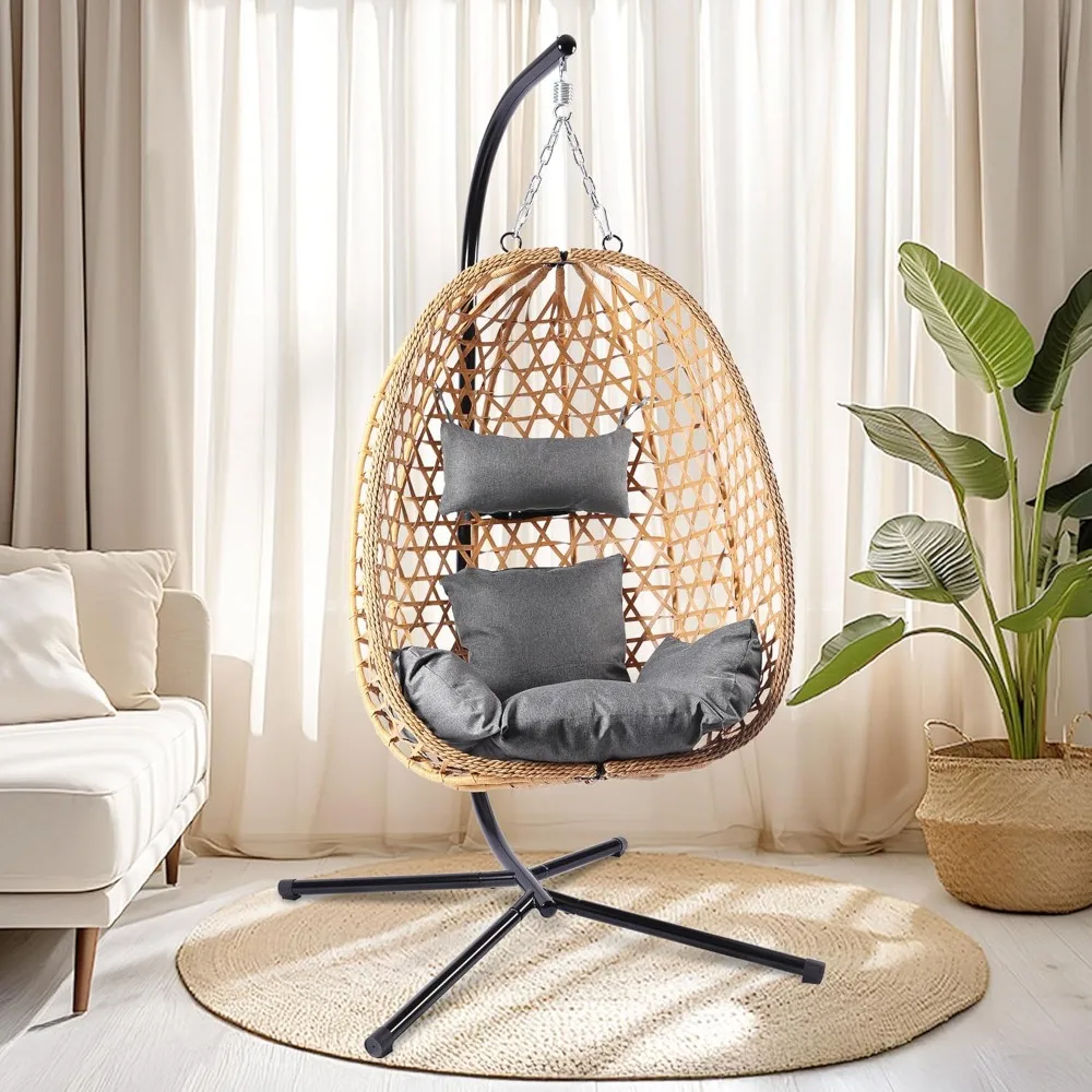 Egg Chair with Stand, Patio Wicker Hanging Chair, Hammock Swing Chair, 350LBS Capacity for Bedroom, Balcony, Garden
Egg Chair with Stand, Patio Wicker Hanging Chair, Hammock Swing Chair, 350LBS Capacity for Bedroom, Balcony, Garden