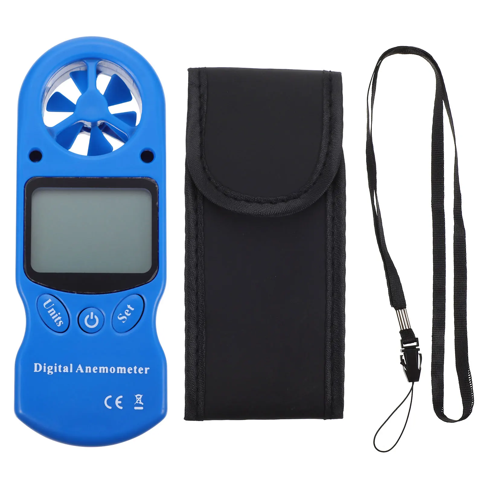 H held Digital Hygrometer Thermometer Blue Plastic Wind Velocity Measurement Air Flow Meter Temperature Test Fan Wheel
H held Digital Hygrometer Thermometer Blue Plastic Wind Velocity Measurement Air Flow Meter Temperature Test Fan Wheel