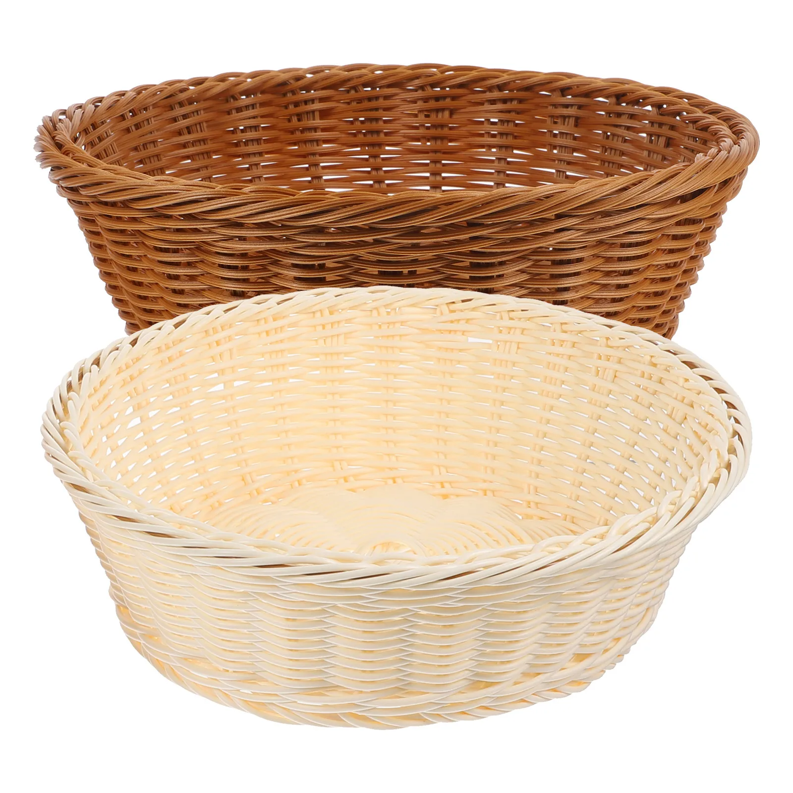 2pcs Rattan Storage Basket Woven Bread Fruit Kitchen Food Serving Holder Imitation Desktop ganizer Storage Box
2pcs Rattan Storage Basket Woven Bread Fruit Kitchen Food Serving Holder Imitation Desktop ganizer Storage Box