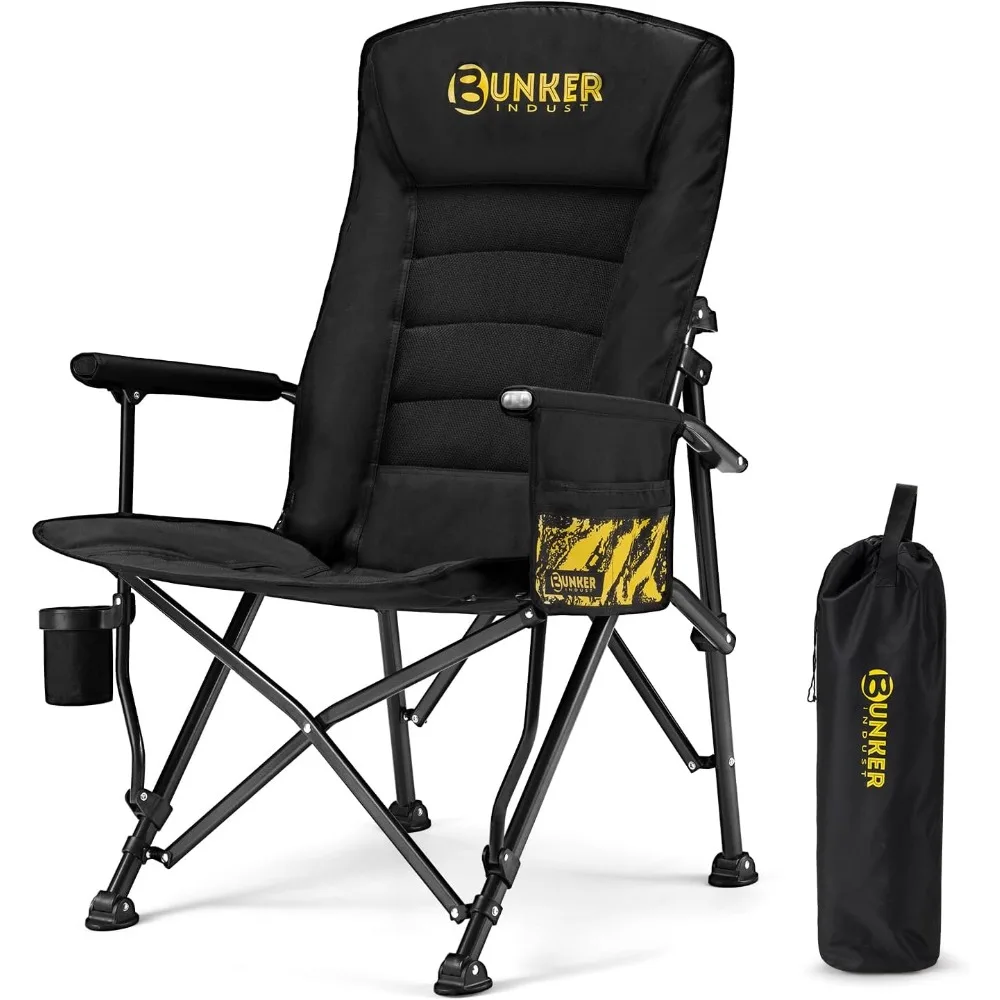 Folding Camping Chair, Oversized with Padded Cushion, Outdoor Chair with Cup Holder Storage Pockets, Adjustable High Backrest S
Folding Camping Chair, Oversized with Padded Cushion, Outdoor Chair with Cup Holder Storage Pockets, Adjustable High Backrest S
