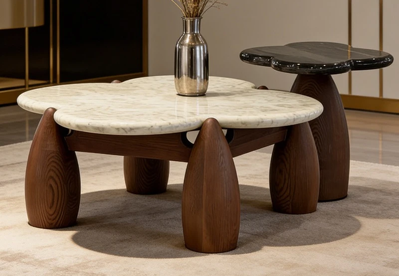 Medieval solid wood marble coffee table living room home designer creative tea table
Medieval solid wood marble coffee table living room home designer creative tea table