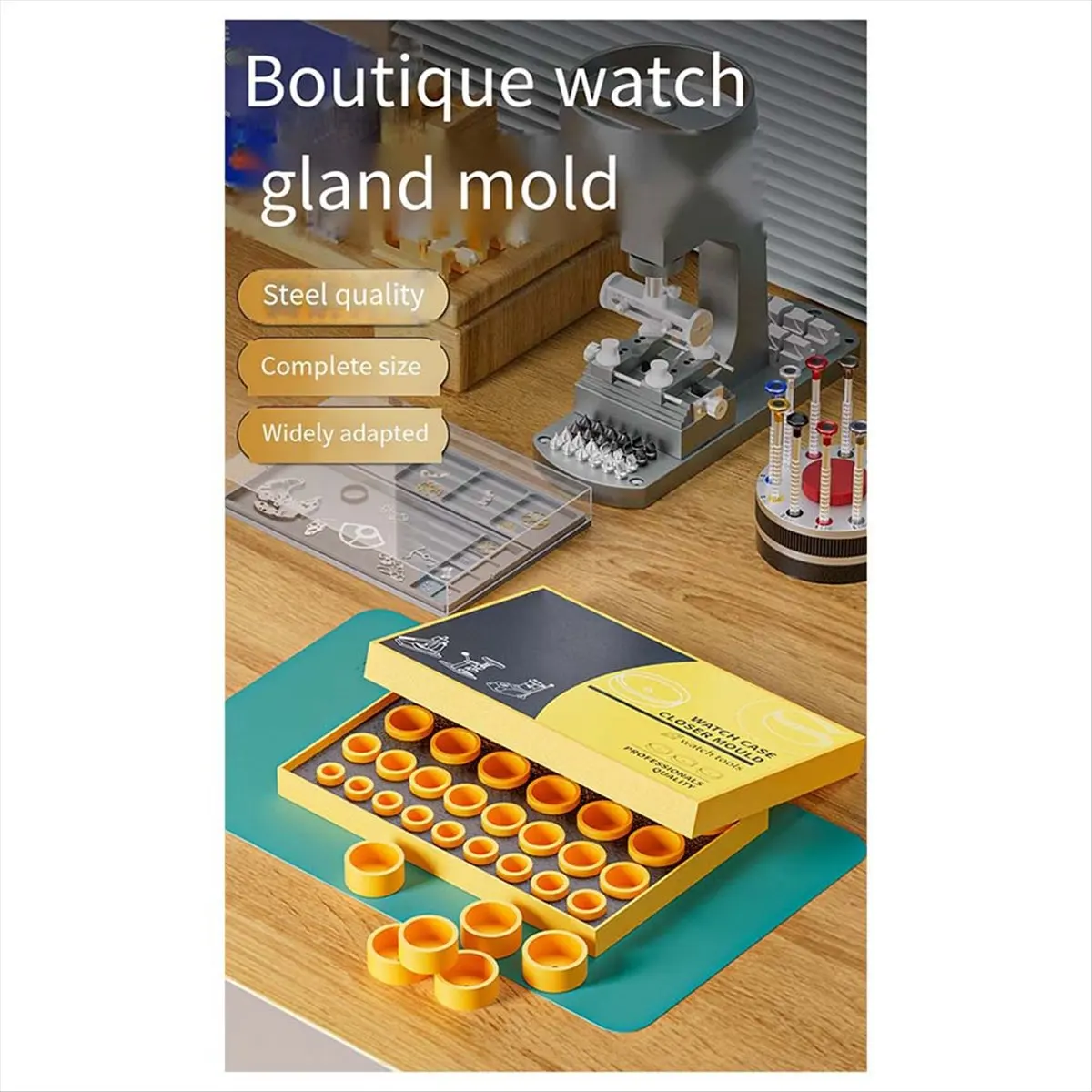 ABYB Watch Mold Kit Watch Glass Installation Die Pressure Gauge Capping Machine 29pcs Capping Machine Mold Watchmaker Tools
ABYB Watch Mold Kit Watch Glass Installation Die Pressure Gauge Capping Machine 29pcs Capping Machine Mold Watchmaker Tools