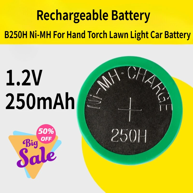 1.2V 250mah B250H Rechargeable Ni-MH Button Battery for Hand Torch Lawn Light Car Perfume Lawn Lamp Courtyard Lamp Battery
1.2V 250mah B250H Rechargeable Ni-MH Button Battery for Hand Torch Lawn Light Car Perfume Lawn Lamp Courtyard Lamp Battery