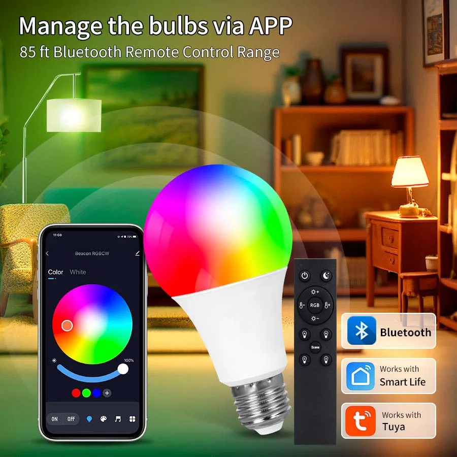 9W/15W/18W Tuya Bluetooth Bulb Light 110V/220V RGB APP Remote Control Adjustable Light Timing As Smart Home Decoration Apply
9W/15W/18W Tuya Bluetooth Bulb Light 110V/220V RGB APP Remote Control Adjustable Light Timing As Smart Home Decoration Apply