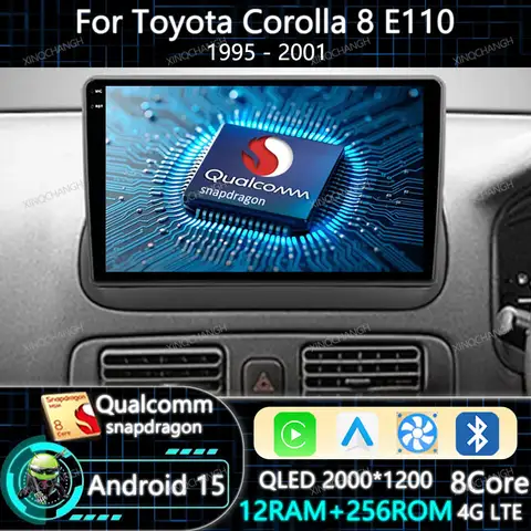 Android 15 Araç Radyosu Carplay Auto Toyota Corolla 8 E110 1995 - 2001 İçin Ana Ünite Navigasyon BT 4G WIFI Qualcomm 2DIN GPS QLED