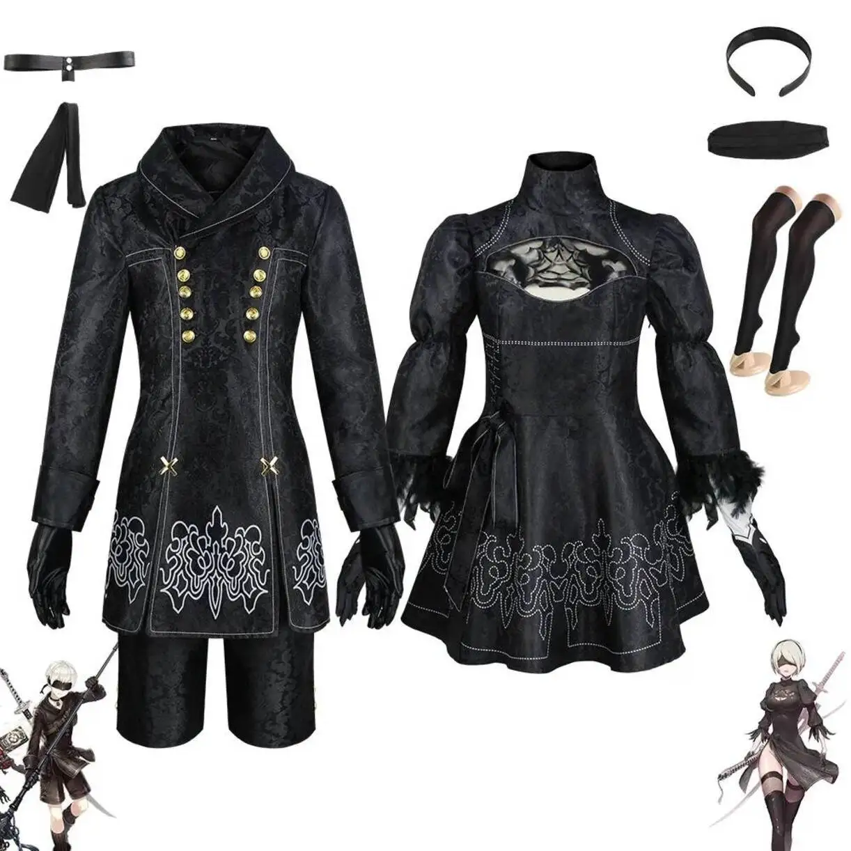 Anime Nier Automata 9S Acg Yorha 2B Cosplay Suit Male Women Outfit Disguise Costume Halloween Fancy Party Black Dress
Anime Nier Automata 9S Acg Yorha 2B Cosplay Suit Male Women Outfit Disguise Costume Halloween Fancy Party Black Dress