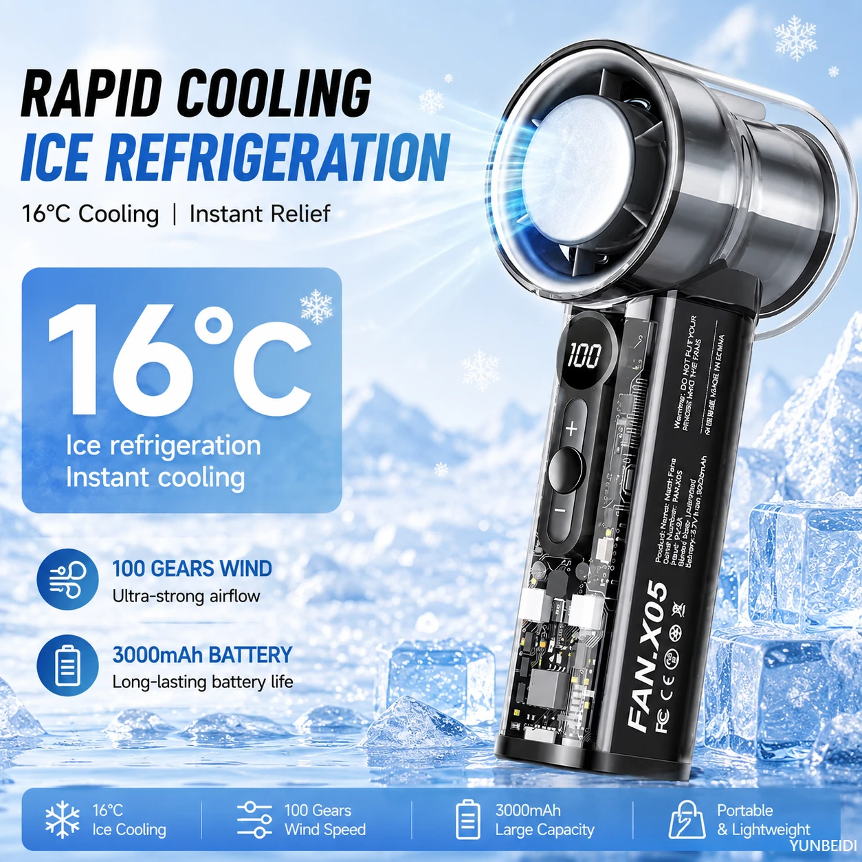 Handheld Small Fan Portable Ice Pack Cooling Fan 3/100-speed Adjustable Wind Speed Long Battery Life Silent Outdoor Electric Fan
Handheld Small Fan Portable Ice Pack Cooling Fan 3/100-speed Adjustable Wind Speed Long Battery Life Silent Outdoor Electric Fan