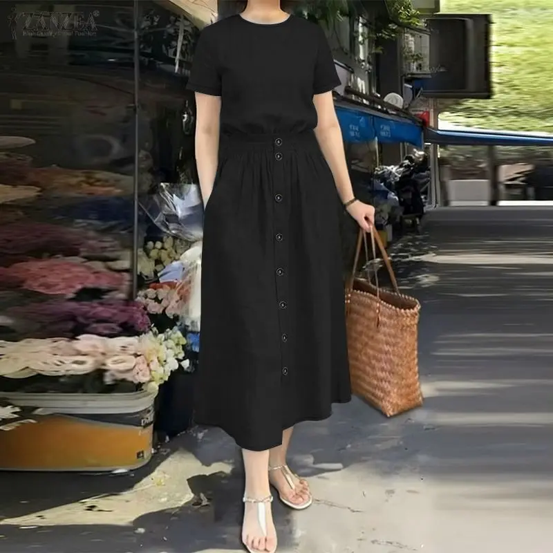 ZANZEA Summer 2 Piece Sets Short Sleeve Blouse Dress Sets 2026 Women Stylish OL Work Outfits Elegant Casual Solid Tracksuit
ZANZEA Summer 2 Piece Sets Short Sleeve Blouse Dress Sets 2026 Women Stylish OL Work Outfits Elegant Casual Solid Tracksuit