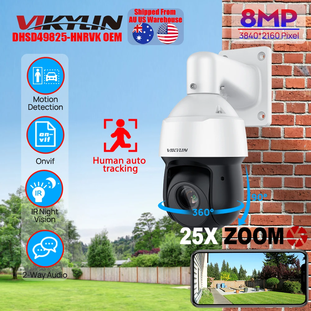 Vikylin склад США 8-мегапиксельная PTZ-камера с 25-кратным зумом для Dahua SD49825XB-HNR OEM IR 100 м WizSense Auto Track SMD Plus, распознавание лиц
Vikylin склад США 8-мегапиксельная PTZ-камера с 25-кратным зумом для Dahua SD49825XB-HNR OEM IR 100 м WizSense Auto Track SMD Plus, распознавание лиц