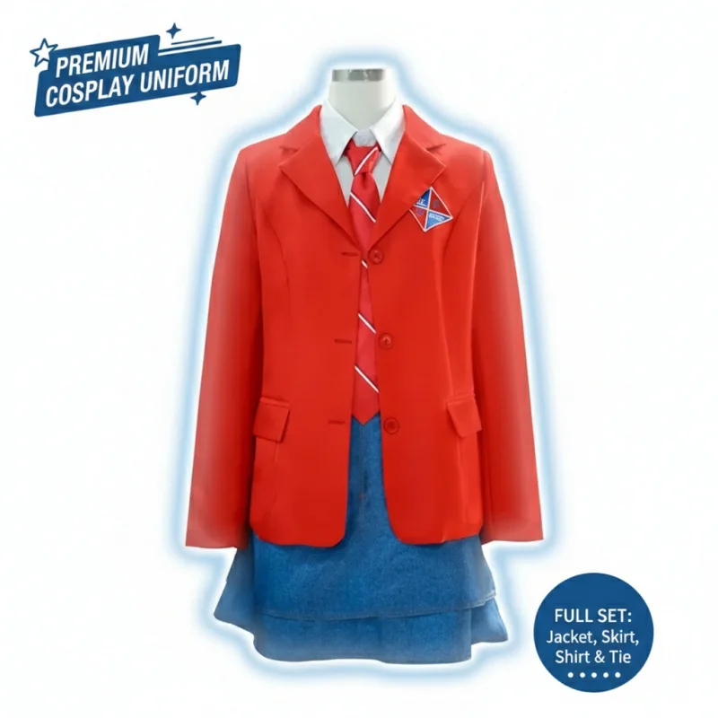 ☆YunCos Rebelde Cosplay Costume High School Uniform Red Suit Jacket Skirt Shirt Tie Full Set Halloween Party Outfits for Adults☆
☆YunCos Rebelde Cosplay Costume High School Uniform Red Suit Jacket Skirt Shirt Tie Full Set Halloween Party Outfits for Adults☆