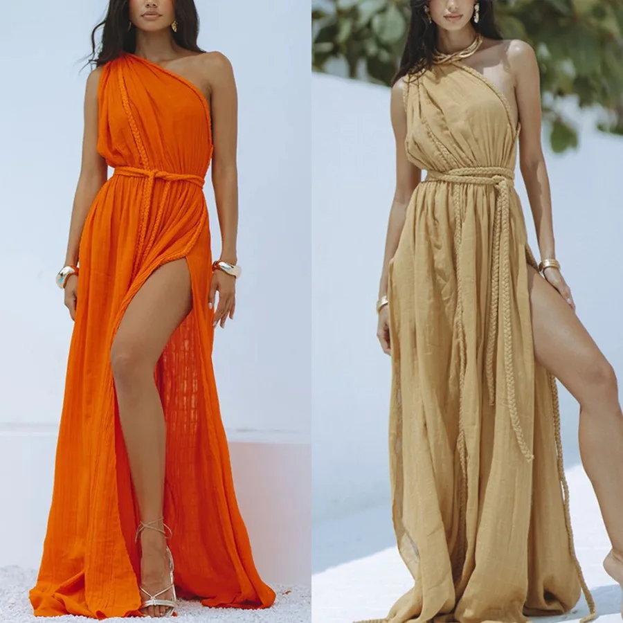 【New style】Independence women's clothing fashionable new beach vacation tie rope solid color dress smock 8045
【New style】Independence women's clothing fashionable new beach vacation tie rope solid color dress smock 8045