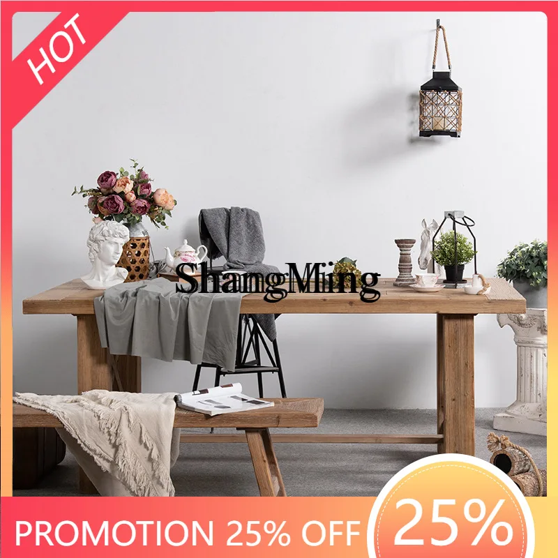 SM new retro old solid wood tea table commercial negotiation dining table and chair combination rectangular desk
SM new retro old solid wood tea table commercial negotiation dining table and chair combination rectangular desk