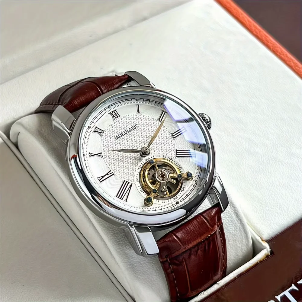 Luxury Men's Automatic Mechanical Watch - Stylish Hollow Design, Fashionable Business Casual Style, Alloy Case and Leather Strap, Trendy and Versatile High-End Men's Model, Popular Cross-Border Gift Choice, Cost-Effective, Durable, and Precise Mechanical
Luxury Men's Automatic Mechanical Watch - Stylish Hollow Design, Fashionable Business Casual Style, Alloy Case and Leather Strap, Trendy and Versatile High-End Men's Model, Popular Cross-Border Gift Choice, Cost-Effective, Durable, and Precise Mechanical