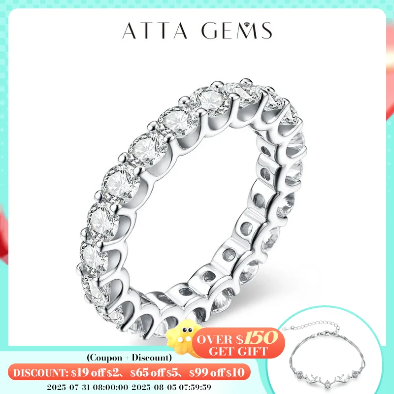 ATTAGEMS New in Round Cut 3.5mm Moissanite Rings D Color VVS1 Etenity Diamond Engagement Wedding Bands For Women
ATTAGEMS New in Round Cut 3.5mm Moissanite Rings D Color VVS1 Etenity Diamond Engagement Wedding Bands For Women