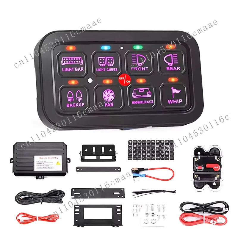 Multifunctional Off-road Switch Automatic Dimmable Circuit Control Relay System RGB 8 Group Automotive Switch Panel