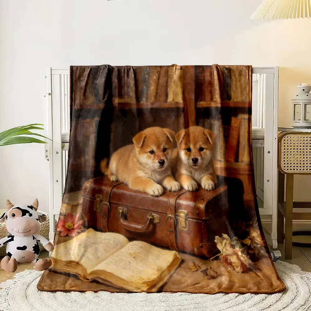 Two Puppies on A Box in A Retro Style Printing Blanket Adult Children Warm Blankets Home Travel Soft and Comfortable Blanket
Two Puppies on A Box in A Retro Style Printing Blanket Adult Children Warm Blankets Home Travel Soft and Comfortable Blanket