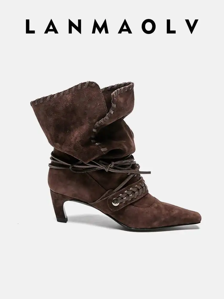 Women High Heel Ankle Boots 2025 New Retro Pointed Toe Slouchy Boots Women's Sheepskin Versatile Block Heel Western Boots
Women High Heel Ankle Boots 2025 New Retro Pointed Toe Slouchy Boots Women's Sheepskin Versatile Block Heel Western Boots