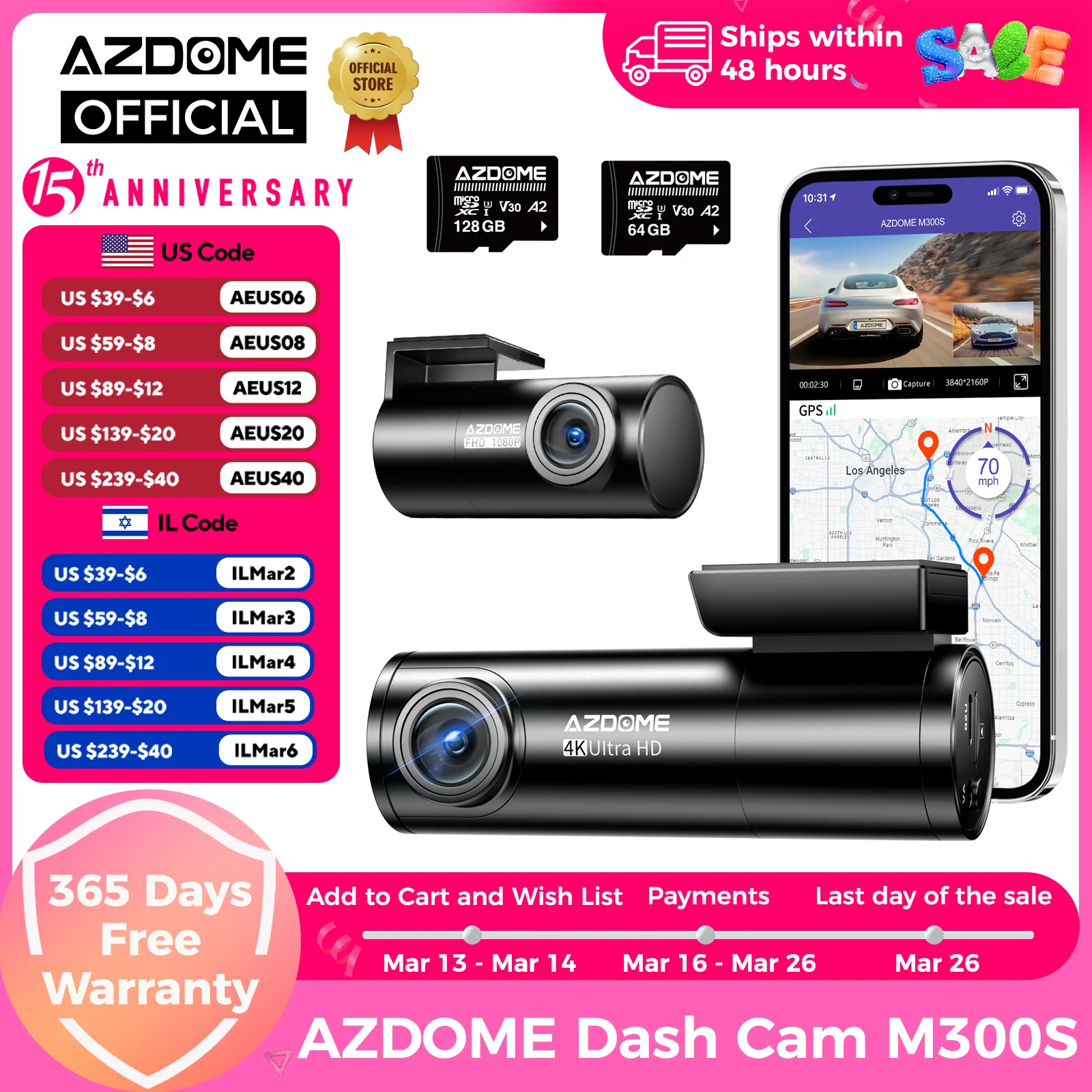 AZDOME M300S Dash Cam 4K+1080P Car Rear Camera Dash Cam 800MP Lens Built-in GPS WIFI Car DVR Voice Control Night Vision 후방카메라
AZDOME M300S Dash Cam 4K+1080P Car Rear Camera Dash Cam 800MP Lens Built-in GPS WIFI Car DVR Voice Control Night Vision 후방카메라