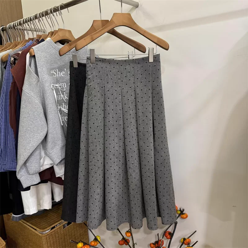 Plucked Polka Dot Pleated Midi Skirt All Match Autumn and Winter New Look Slimming Mid Long High Waisted A-line Umbrella Skirt
Plucked Polka Dot Pleated Midi Skirt All Match Autumn and Winter New Look Slimming Mid Long High Waisted A-line Umbrella Skirt