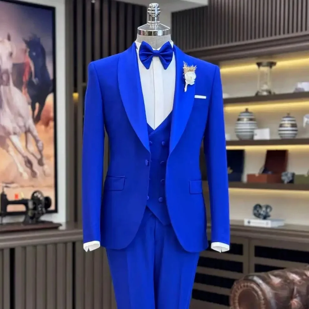 Royal blue Wedding Groom Suit Men's Solid Color Suit Business Formal 3 Piece Suit Top + Vest + Trousers
Royal blue Wedding Groom Suit Men's Solid Color Suit Business Formal 3 Piece Suit Top + Vest + Trousers