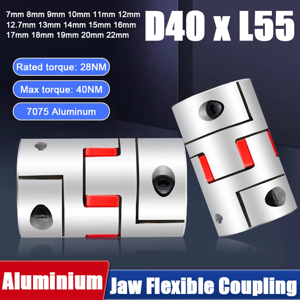 D40xL55 Jaw Shaft Coupler Spider Flexible Motor Aluminium Plum Flexible Coupling Bore 7 8 9 10 11 12 13 ~ 22mm Encoder Connector
D40xL55 Jaw Shaft Coupler Spider Flexible Motor Aluminium Plum Flexible Coupling Bore 7 8 9 10 11 12 13 ~ 22mm Encoder Connector