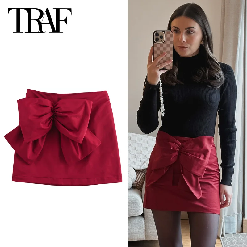 TRAF Women 2024 Red Bow Skirts For Women Summer Mini High Waist Skirt Women Chic Butterfly A-Line Short Skirt Korean Style Skirt
TRAF Women 2024 Red Bow Skirts For Women Summer Mini High Waist Skirt Women Chic Butterfly A-Line Short Skirt Korean Style Skirt