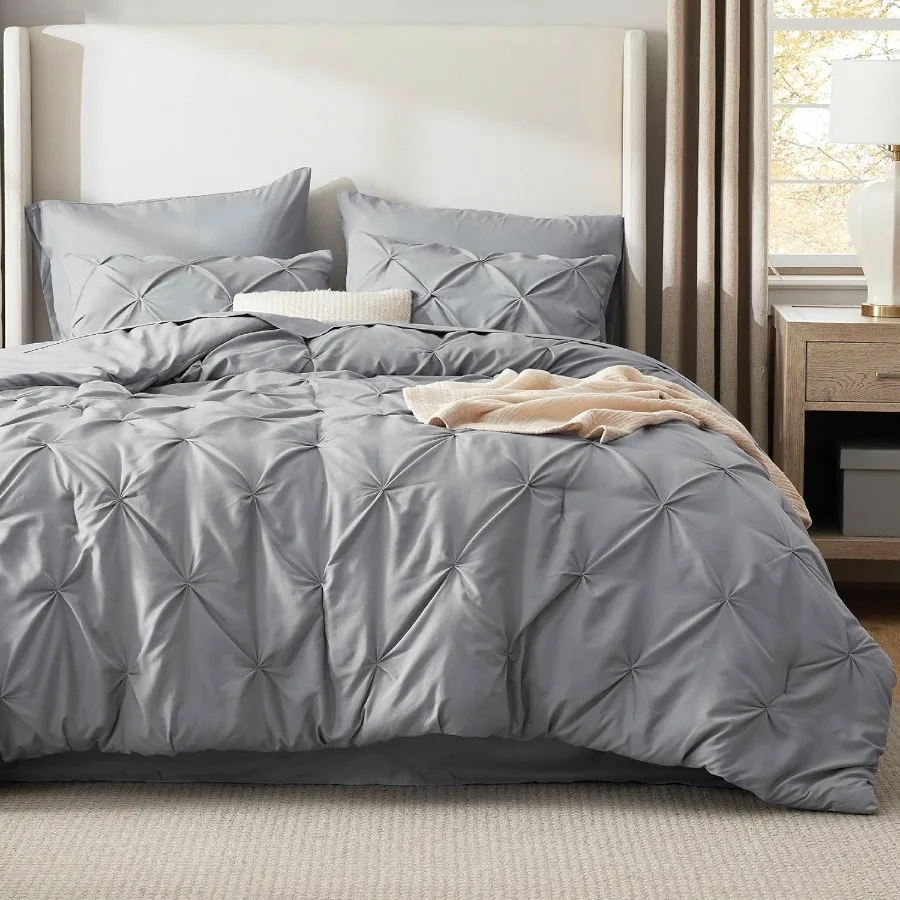 Oversized Queen Comforter Set Grey Bed in a Bag 7-Piece All Season Bedding Set with Sheets Pillowcases Shams GentleSoft Pintuck
Oversized Queen Comforter Set Grey Bed in a Bag 7-Piece All Season Bedding Set with Sheets Pillowcases Shams GentleSoft Pintuck