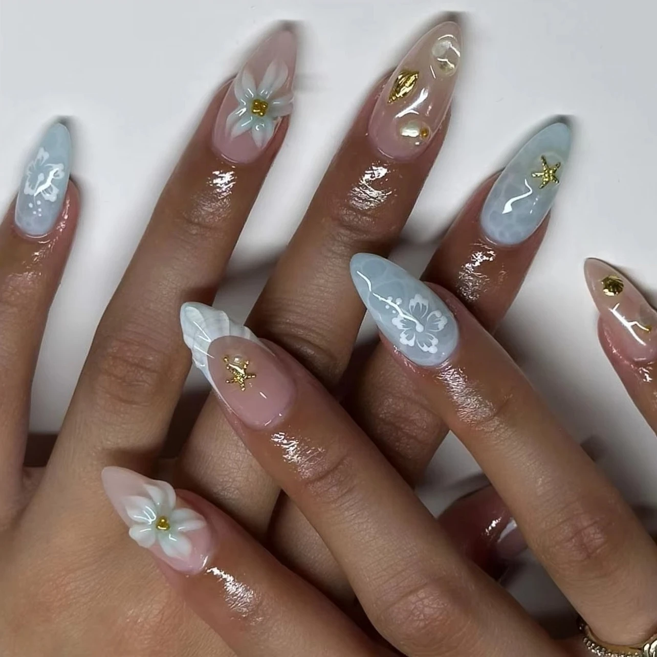 Blue Halo Dyeing Summer Nail Art Металлический корпус Морская звезда Раковина 3D Цветы Накладные ногти Готовые накладные ногти Пресс на ногти с клеем
Blue Halo Dyeing Summer Nail Art Металлический корпус Морская звезда Раковина 3D Цветы Накладные ногти Готовые накладные ногти Пресс на ногти с клеем