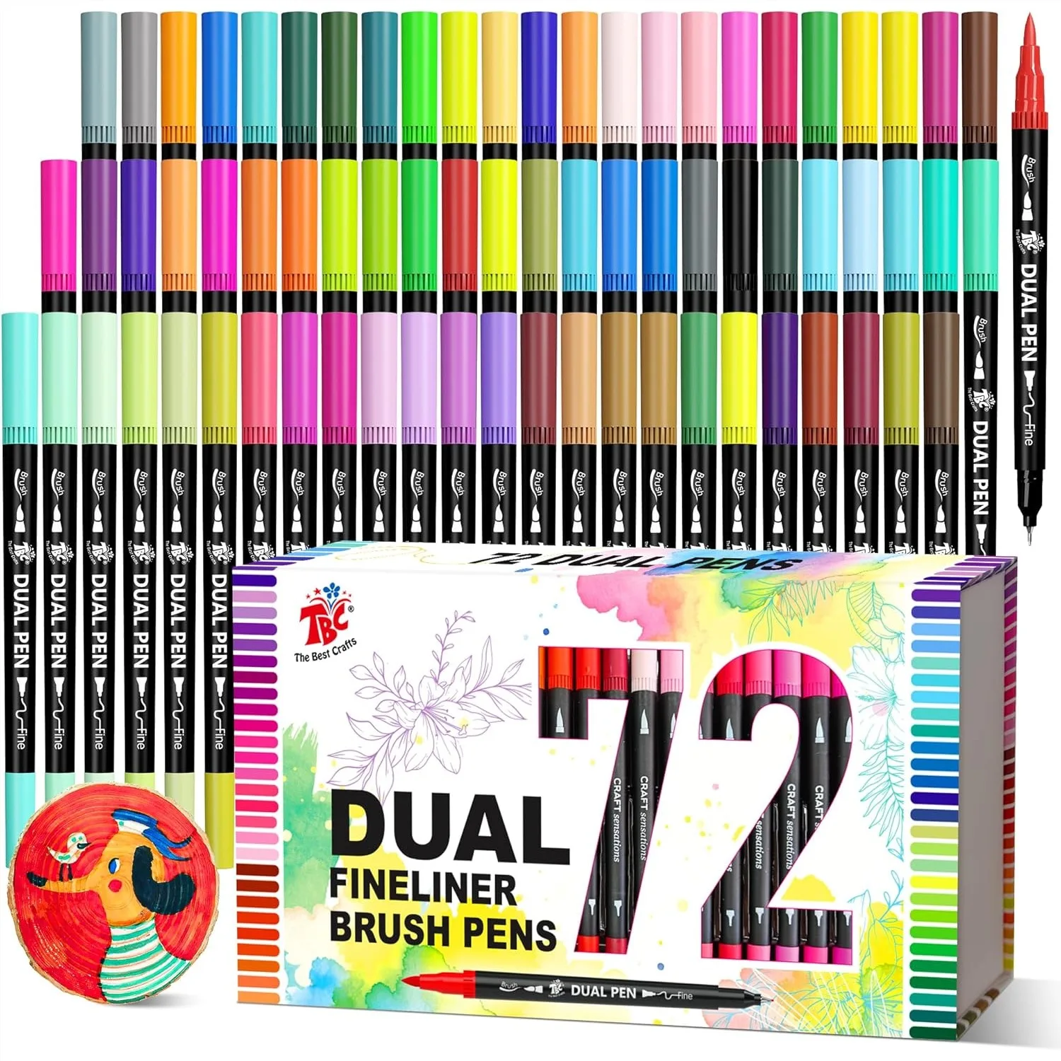 72 Colors Dual Tip Brush Pens, Art Markers for Adult Coloring Books, Fine & Brush Tip, Non-Toxic
72 Colors Dual Tip Brush Pens, Art Markers for Adult Coloring Books, Fine & Brush Tip, Non-Toxic