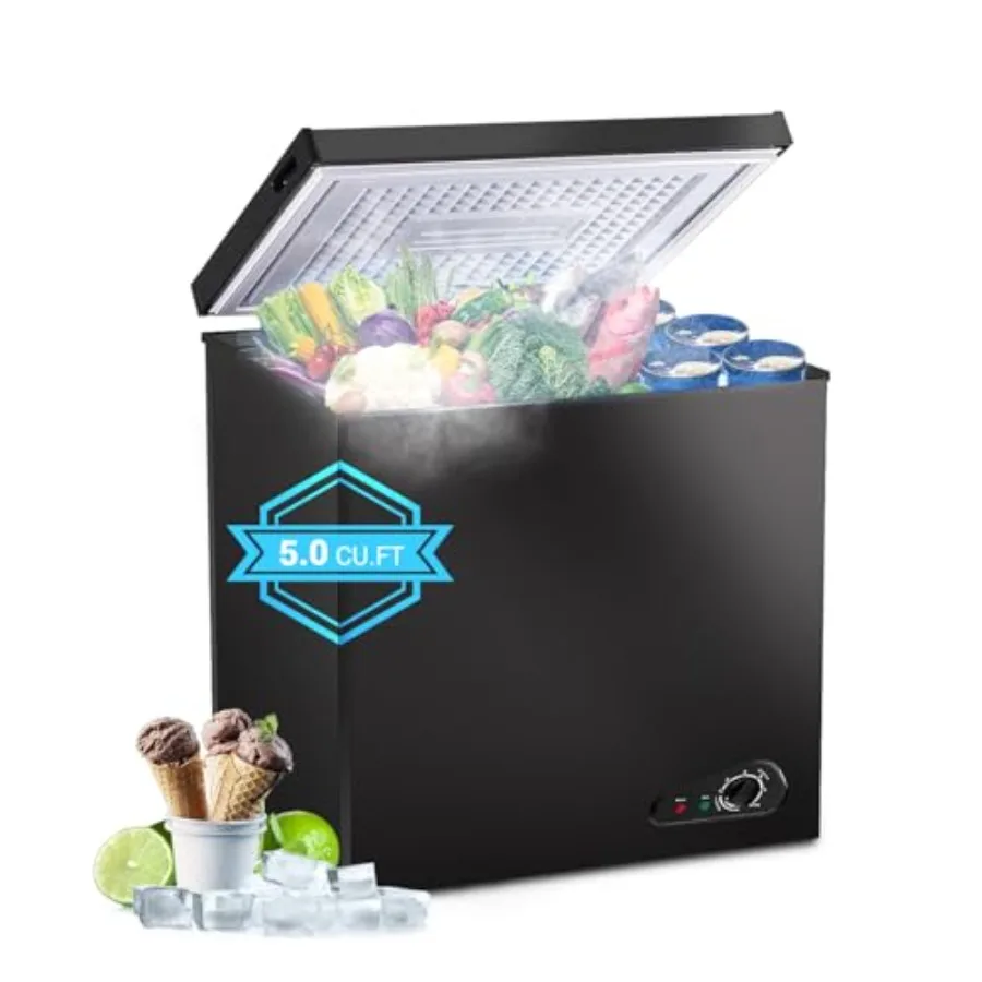 Compact 5.0 Cu Ft Deep Freezer with Removable Storage Basket and 7 Temperature Levels Thermostat Black TopOpening Mini Freezer
Compact 5.0 Cu Ft Deep Freezer with Removable Storage Basket and 7 Temperature Levels Thermostat Black TopOpening Mini Freezer