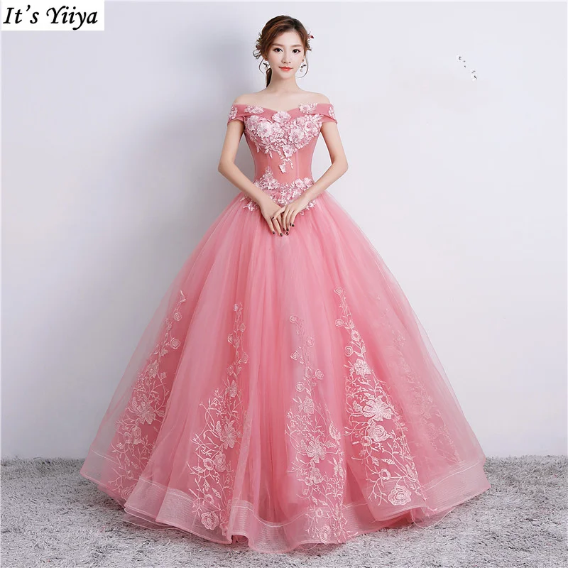 It's YiiYa Customized Evening Dress Pink Off Shoulder Appliques Princess Plus size Woman Party FOrmal Ball Gown Vestido de novia
It's YiiYa Customized Evening Dress Pink Off Shoulder Appliques Princess Plus size Woman Party FOrmal Ball Gown Vestido de novia