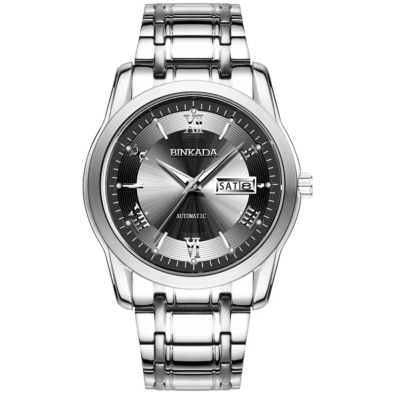 BINKADA Stainless Steel Watch Men's European and American Business Mechanical Watch Waterproof Outdoor Sports Automatic Watches
BINKADA Stainless Steel Watch Men's European and American Business Mechanical Watch Waterproof Outdoor Sports Automatic Watches