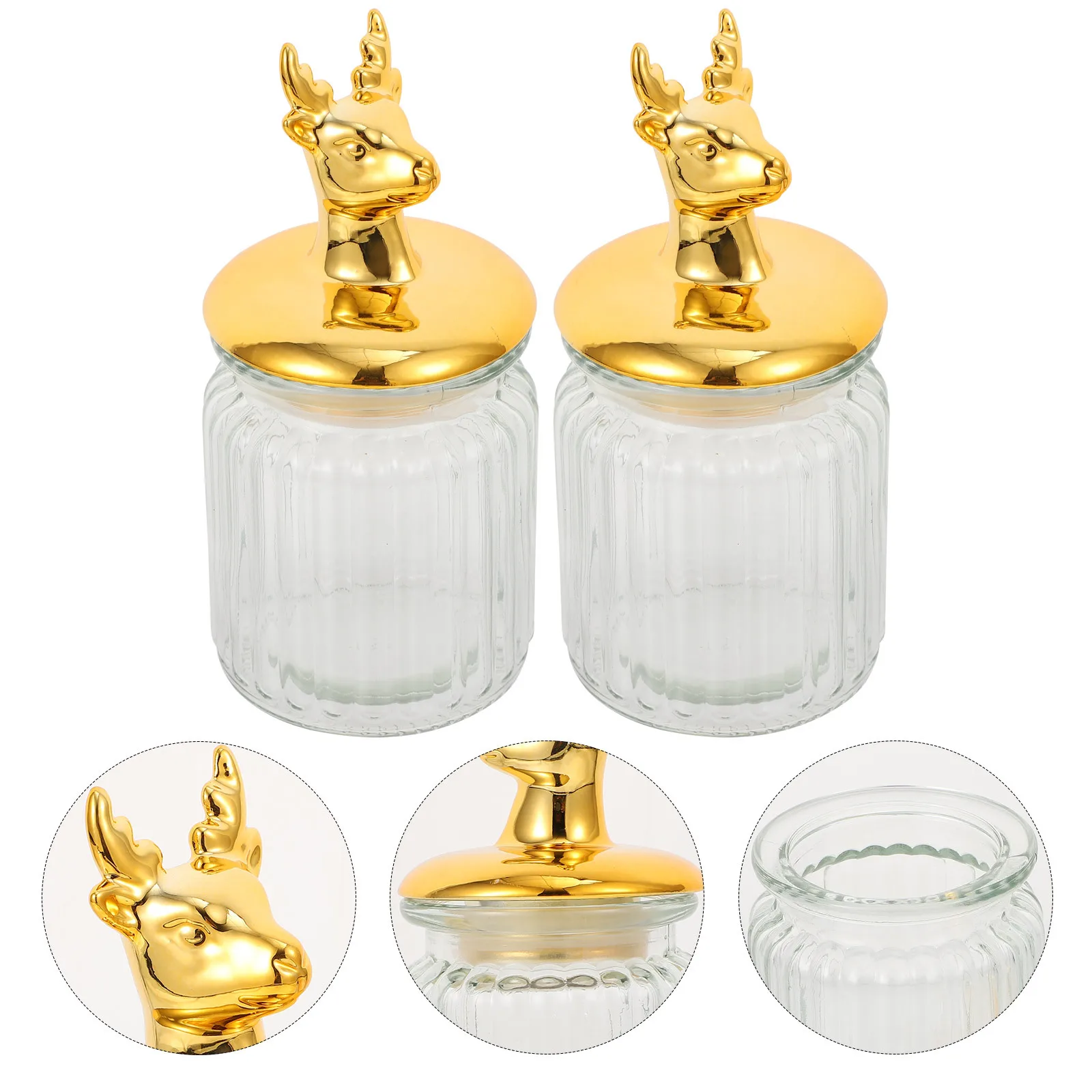 2Pcs Glass Candy Bottle European-Style Animal Elements Sealed Jar for Kitchen Condiments and Snacks Golden Animal Candy Jar
2Pcs Glass Candy Bottle European-Style Animal Elements Sealed Jar for Kitchen Condiments and Snacks Golden Animal Candy Jar