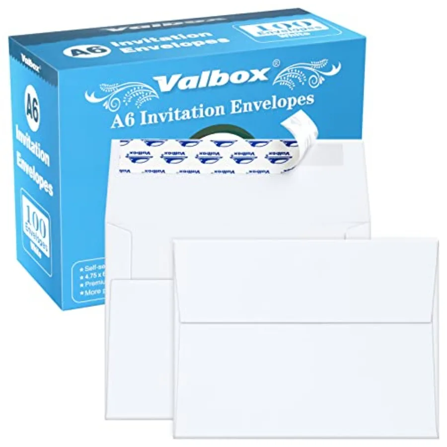 100 Qty A6 Envelopes Self Seal 6.5 x 4.75" White Kraft Paper Invitation Envelopes for 4x6 Cards, Photos, Invitations, Weddings,
100 Qty A6 Envelopes Self Seal 6.5 x 4.75" White Kraft Paper Invitation Envelopes for 4x6 Cards, Photos, Invitations, Weddings,