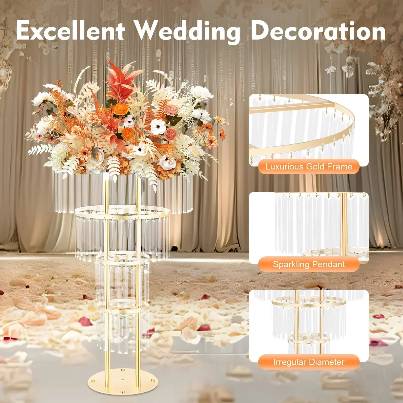 Wedding Crystal Flower Stand: Two Sizes Available for Elegant and Stable Floral Displays
Wedding Crystal Flower Stand: Two Sizes Available for Elegant and Stable Floral Displays