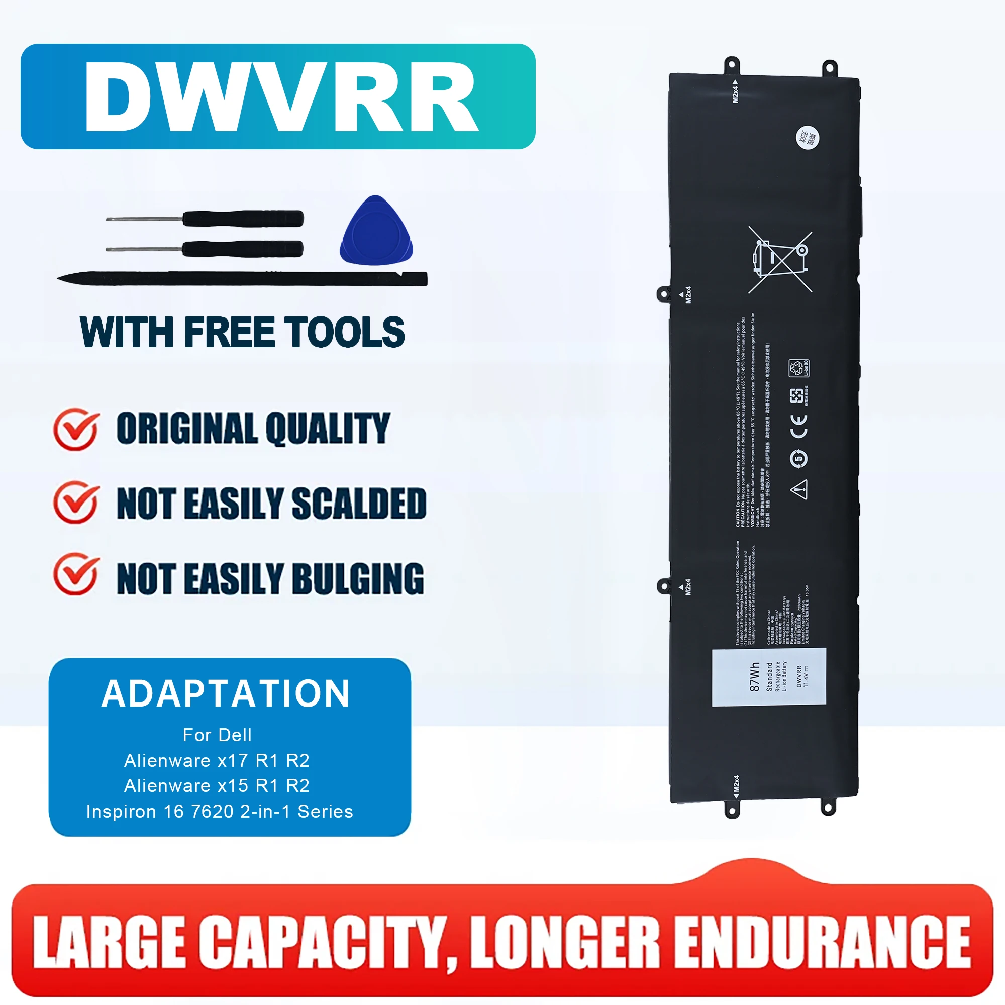 Аккумулятор для ноутбуков DWVRR 11.4V 87Wh для Dell Alienware x17 R1 R2, Alienware x15 R1 R2, Inspiron 16 7620 2-in-1 Series, 0017GN
Аккумулятор для ноутбуков DWVRR 11.4V 87Wh для Dell Alienware x17 R1 R2, Alienware x15 R1 R2, Inspiron 16 7620 2-in-1 Series, 0017GN